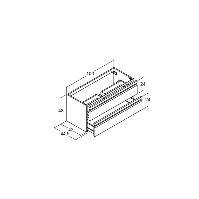 Dansani Inzo Servantskap med 2 skuffer 100x44x48 cm, integrert grep, Sort Gummi 