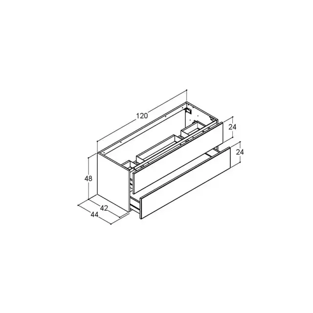 Dansani Inzo Servantskap med 2 skuffer 120x44x48 cm, uten grep, Hvit Matt 