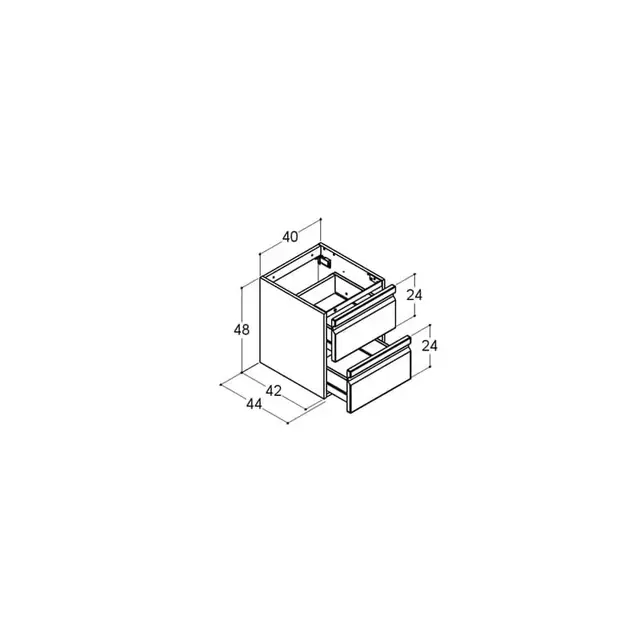 Dansani Inzo Underskap m/2 skuffer 40x44x48 cm, Int.grep, Hvit Matt Lakk 