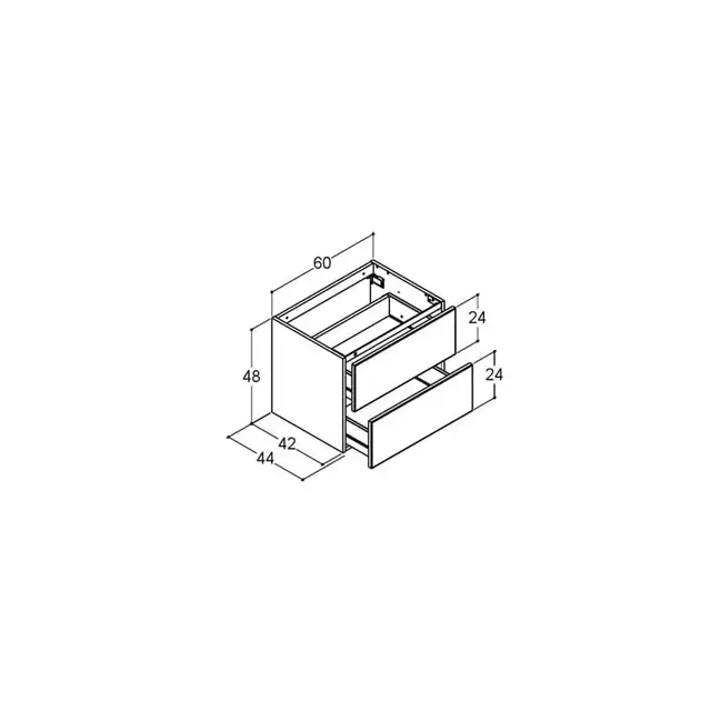 Dansani Inzo Underskap m/2 skuffer 60x44x48 cm, Uten grep, Nordisk Eik 