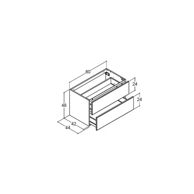 Dansani Inzo Underskap m/2 skuffer 80x44x48 cm, Uten grep, Hvit Matt 