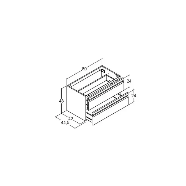 Dansani Inzo Underskap m/2 skuffer 80x44x48 cm, Int.grep, Sort Matt 