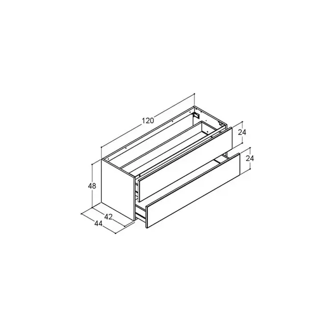 Dansani Inzo Underskap m/2 skuffer 120x44x48 cm, Uten grep, Brun Eik 