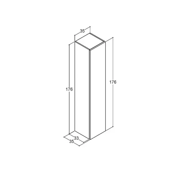 Dansani Inzo Høyskap m/1 dør 35x35x176 cm, venstre, Sort Matt 