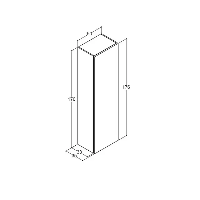 Dansani Inzo Høyskap m/1 dør 50x35x176 cm, venstre, Sort Matt 