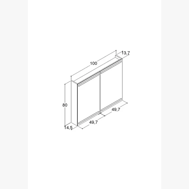 Dansani Level Speilskap med LED-lys 100x14,5x80 cm, Grå Matt 