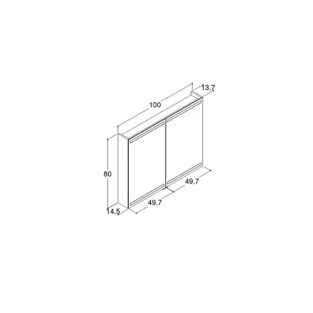 Dansani Level Speilskap med LED-lys 100x14,5x80 cm, Sort Gummi 