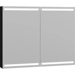 Dansani Level Speilskap med LED-lys 100x14,5x80 cm, Sort Matt