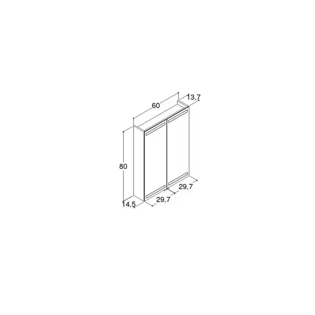 Dansani Level Speilskap med LED-lys 60x14,5x80 cm, Sort Gummi 