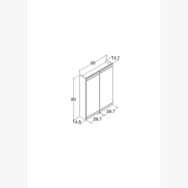 Dansani Level Speilskap med LED-lys 60x14,5x80 cm, Hvit Matt Lakk 