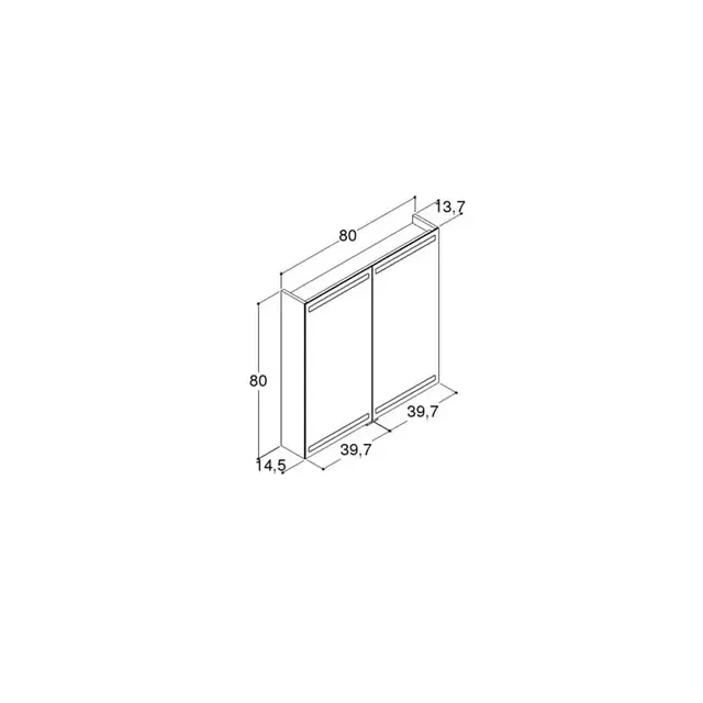 Dansani Level Speilskap med LED-lys 80x14,5x80 cm, Brun Eik 