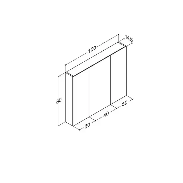 Dansani Style Speilskap uten lys 100x14,5x80 cm, Nordisk Eik 