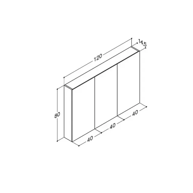 Dansani Style Speilskap uten lys 120x14,5x80 cm, Sort Gummi 