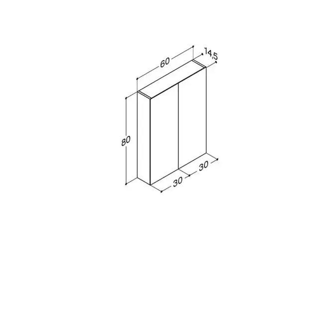 Dansani Style Speilskap uten lys 60x14,5x80 cm, Sort Gummi 