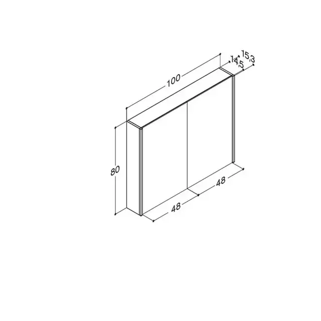 Dansani Ambi Speilskap med LED-lys 100x14,5x80 cm, Hvit Høyglans 