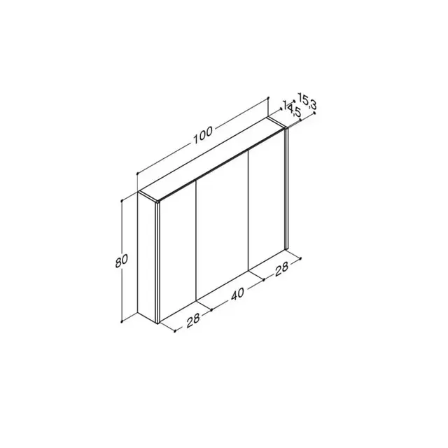 Dansani Ambi Speilskap med LED-lys 100x14,5x80 cm, Sort Gummi 