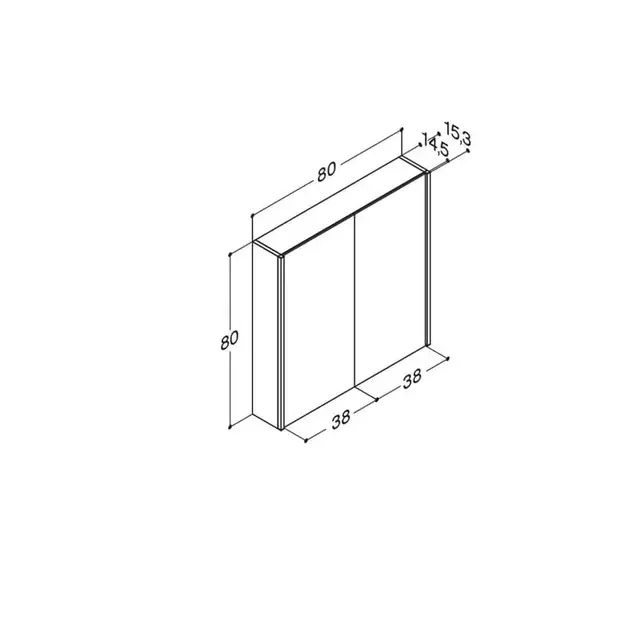 Dansani Ambi Speilskap med LED-lys 80x14,5x80 cm, Brun Eik 