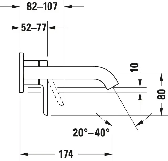 Duravit C.1 1-greps Servantbatteri Til innbygging, 174 mm tut, Sort Matt 