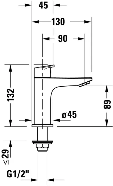 Duravit No.1 Servantbatteri for kaldvann Uten bunnventil, Krom 