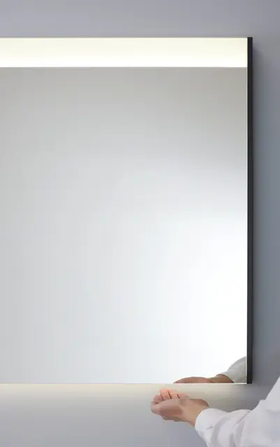 Brioso Speil med LED-lys 132x70 cm, Dimbar, Naturlig Eik 