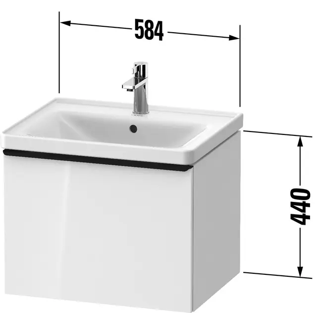 Duravit D-Neo Servantskap m/1 skuff 584x452 mm, Betonggrå Matt Dekor 