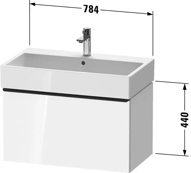 Duravit D-Neo Servantskap m/1 skuff 784x442 mm, Betonggrå Matt Dekor 