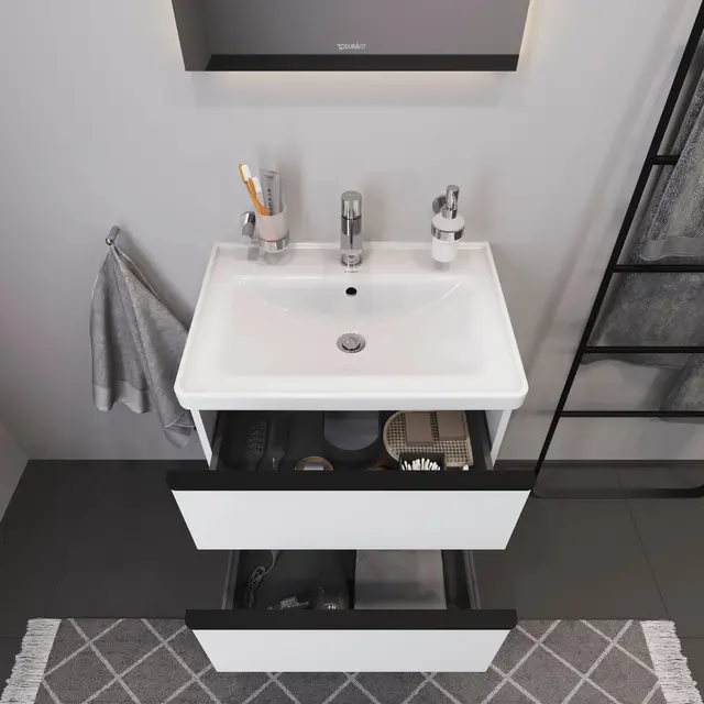 Duravit D-Neo Servantskap m/2 skuffer 634x452 mm, Hvit Matt Dekor 