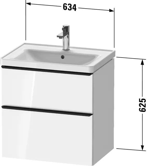 Duravit D-Neo Servantskap m/2 skuffer 634x452 mm, Hvit Matt Dekor 