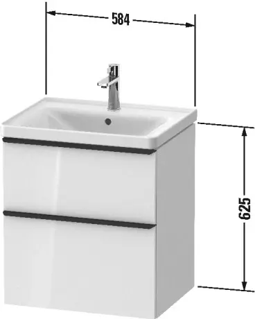 Duravit D-Neo Servantskap m/2 skuffer 584x452 mm, Betonggrå Matt Dekor 