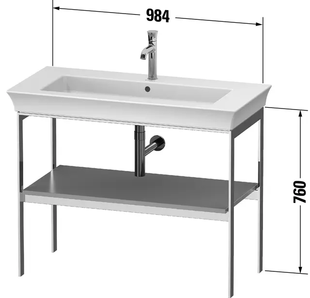 Duravit White Tulip Metallkonsoll 98,4x45x76 cm, Naturlig Eik/Krom 