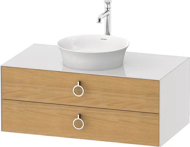 Duravit White Tulip Servantskap, 2 skuf. 100x55x40,8 cm, Eik/Hvit Høyglans 