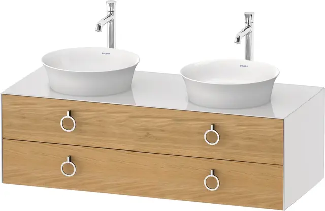 Duravit White Tulip Servantskap, 2 skuf. 130x55x40,8 cm, Eik/Hvit Høyglans 