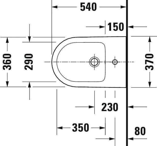 Duravit D-Neo Vegghengt bidet 370x540 mm, Hvit m/WG 