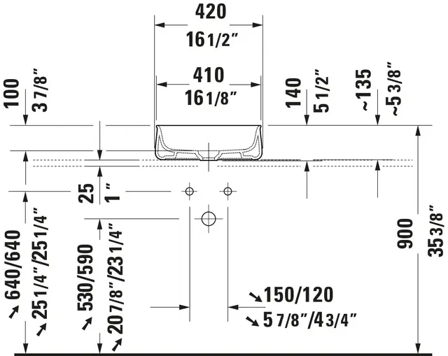 Duravit Zencha Toppmontert Servant 420x420 mm, u/o.l, Hvit Matt m/WG 