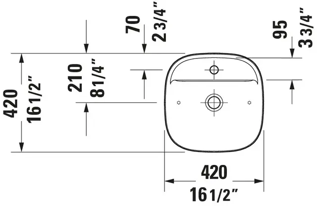 Duravit Zencha Toppmontert Servant 420x420 mm, u/o.l, Grå Matt m/WG 