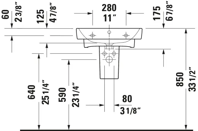 Duravit No.1 Vegghengt Servant 550x460 mm, 1 bl.hull, m/o.l, Hvit 