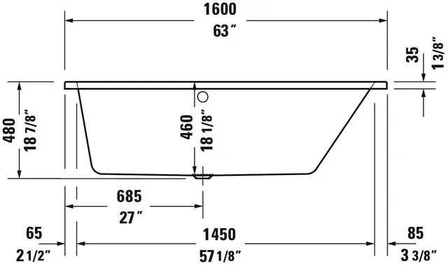 Duravit No.1 Badekar for innbygging 1600x850 mm, Hvit 