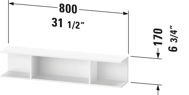 Duravit Ketho.2 Hylle 800x150 mm, Sort Eik 