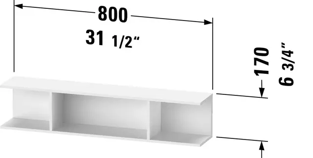 Duravit Ketho.2 Hylle 800x150 mm, Sort Eik 