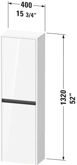 Duravit Ketho.2 Halvhøyskap, 2 Dører 400x240 mm, Venstre, Betonggrå 