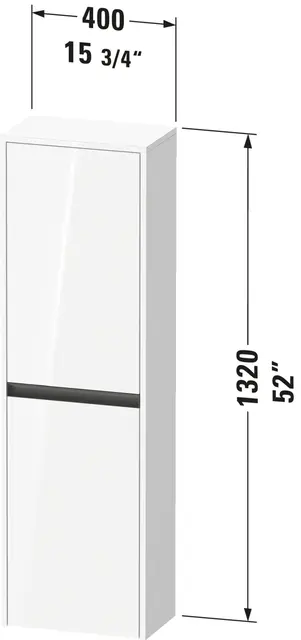 Duravit Ketho.2 Halvhøyskap, 2 Dører 400x240 mm, Venstre, Mørk Valnøtt 