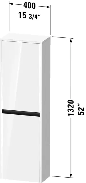 Duravit Ketho.2 Halvhøyskap, 2 Dører 400x240 mm, Venstre, Mørk Valnøtt 