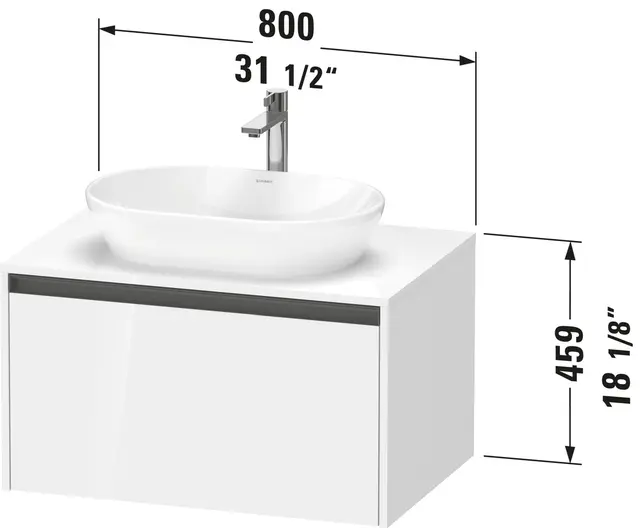 Duravit Ketho.2 Servantskap, 1 Skuff 800x550 mm, Betonggrå 