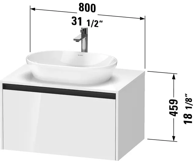 Duravit Ketho.2 Servantskap, 1 Skuff 800x550 mm, Betonggrå 