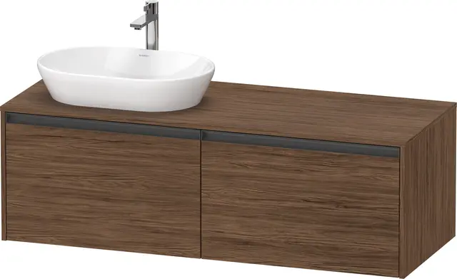 Duravit Ketho.2 Servantskap, 2 Skuffer 1400x550 mm, Venstre, Mørk Valnøtt 