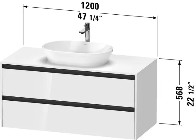 Duravit Ketho.2 Servantskap, 2 Skuffer 1200x550 mm, Tekstil 