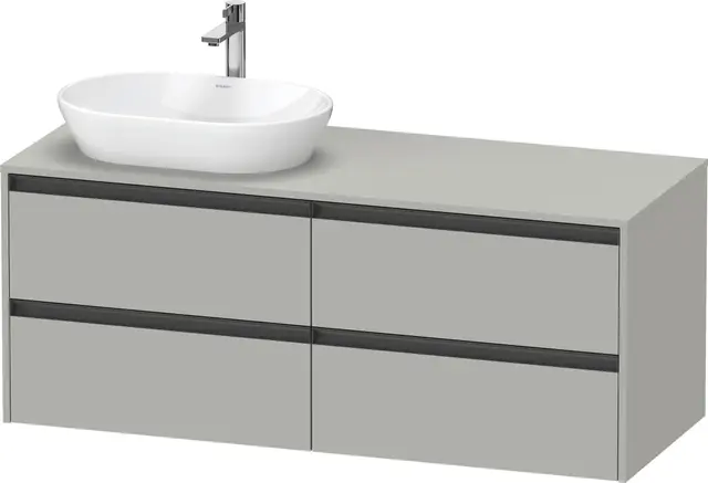 Duravit Ketho.2 Servantskap, 4 Skuffer 1400x550 mm, Venstre, Betonggrå 