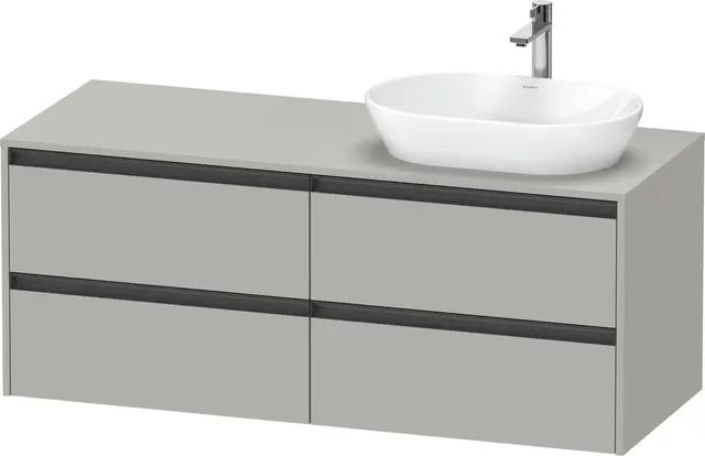 Duravit Ketho.2 Servantskap, 4 Skuffer 1400x550 mm, Høyre, Betonggrå 