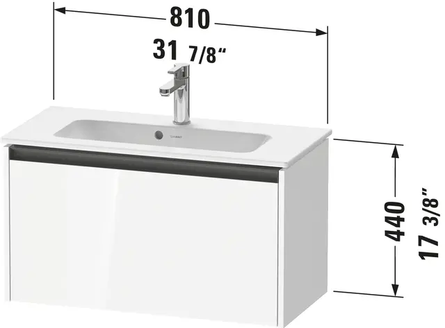 Duravit Ketho.2 Servantskap, 1 Skuff 680x390 mm, Betonggrå 