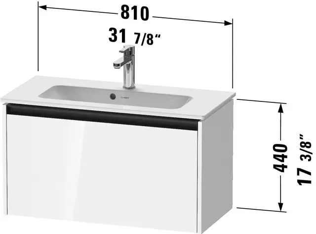 Duravit Ketho.2 Servantskap, 1 Skuff 680x390 mm, Betonggrå 